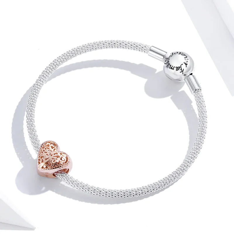 (image for) Pandora Style Rose Gold Charm, Rose Family Tree - BSC215 - View 2