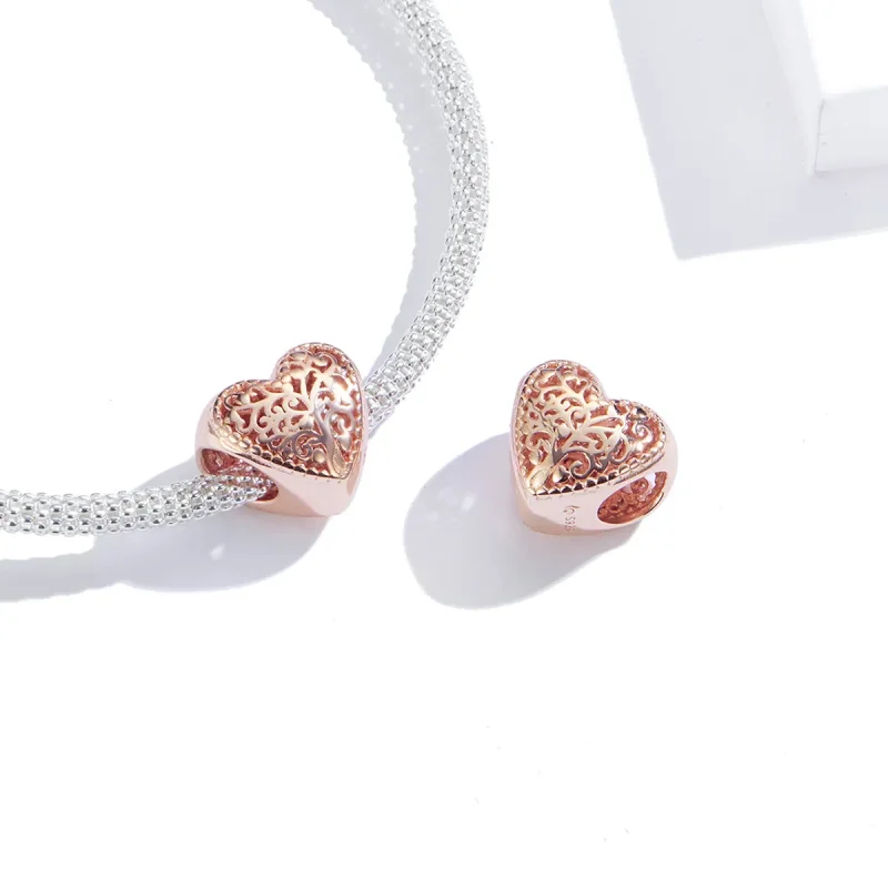 (image for) Pandora Style Rose Gold Charm, Rose Family Tree - BSC215 - View 3