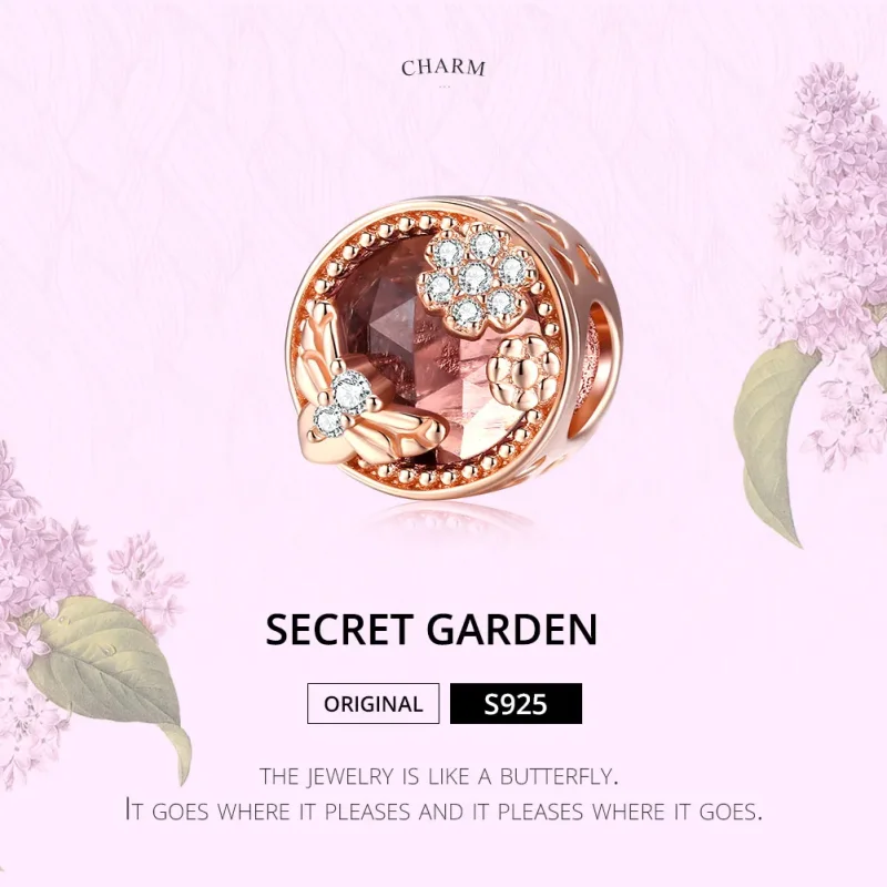 (image for) Pandora Style Rose Gold Charm, Secret Garden - BSC389 - View 6