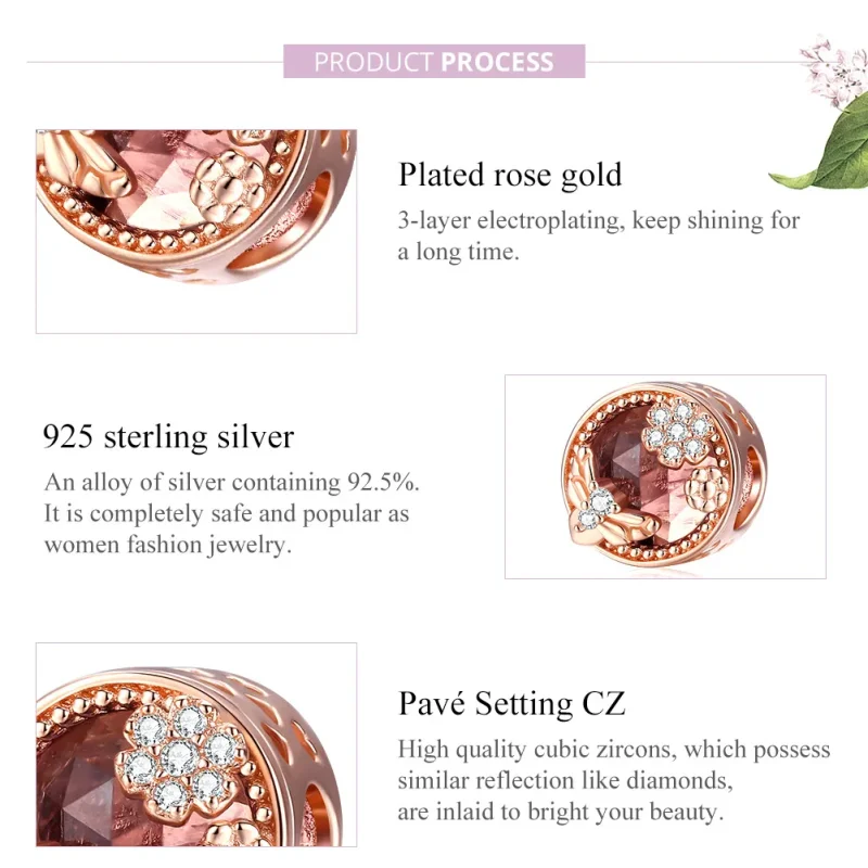 (image for) Pandora Style Rose Gold Charm, Secret Garden - BSC389 - View 8