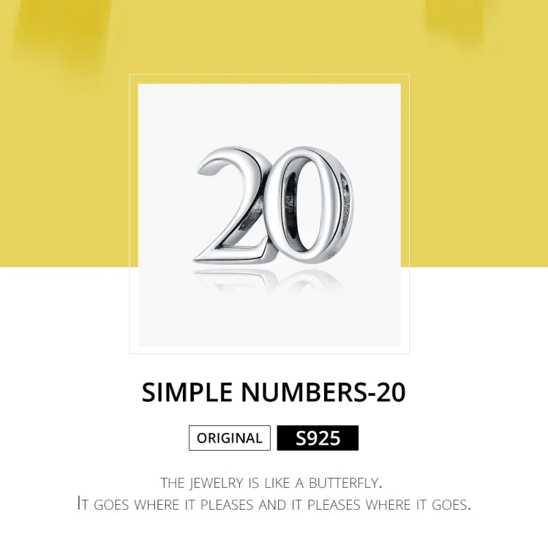 (image for) Pandora Style Silver Charm, 20Th Anniversary - SCC1623 - View 6