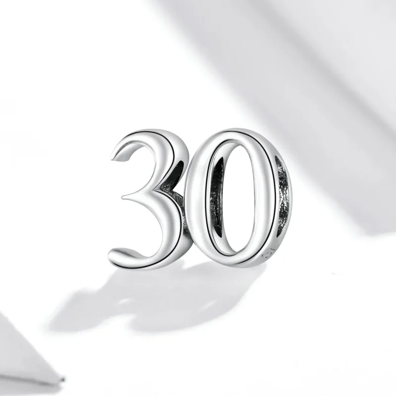 (image for) Pandora Style Silver Charm, 30Th Birthday - SCC1622 - View 2
