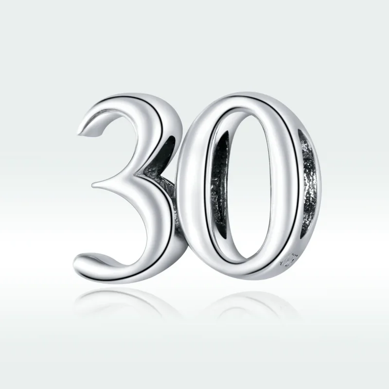 (image for) Pandora Style Silver Charm, 30Th Birthday - SCC1622 - View 5
