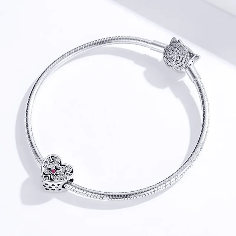 (image for) Pandora Style Silver Charm, Always In My Heart - SCC1415 - View 3