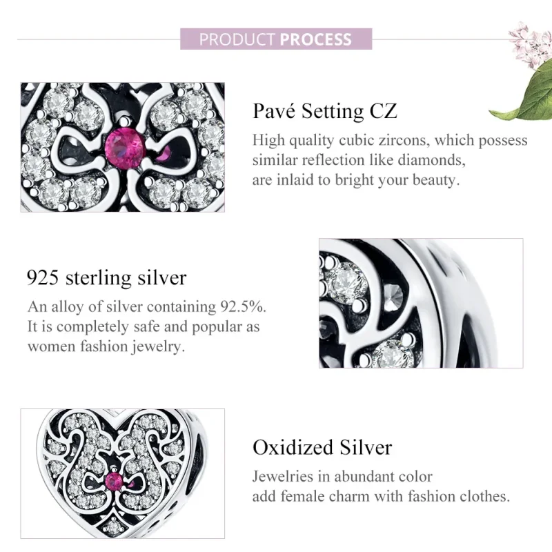 (image for) Pandora Style Silver Charm, Always In My Heart - SCC1415 - View 8