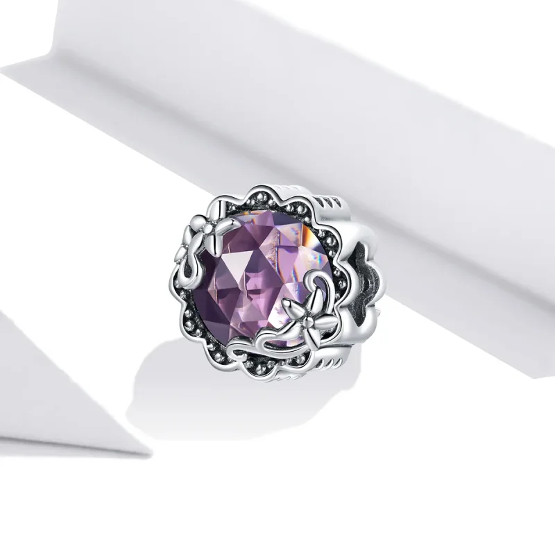 (image for) Pandora Style Silver Charm, Amethyst Pattern - SCC1796 - View 2