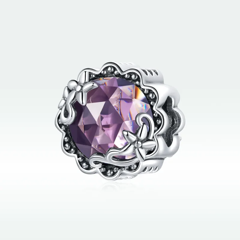 (image for) Pandora Style Silver Charm, Amethyst Pattern - SCC1796 - View 5