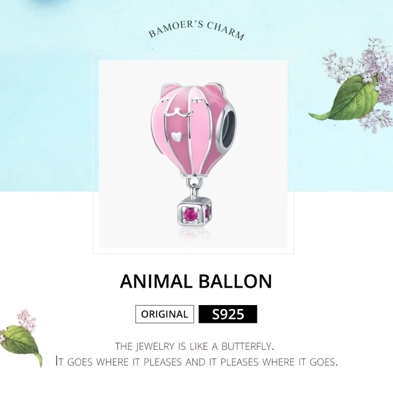 (image for) Pandora Style Silver Charm, Animal Ballon, Pink Enamel - SCC1378 - View 6