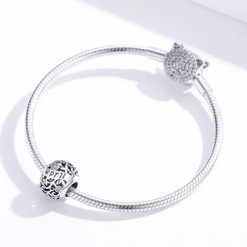(image for) Pandora Style Silver Charm, April Birthstone - SCC1385-4 - View 2