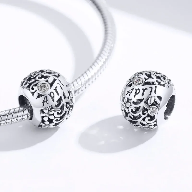 (image for) Pandora Style Silver Charm, April Birthstone - SCC1385-4 - View 3
