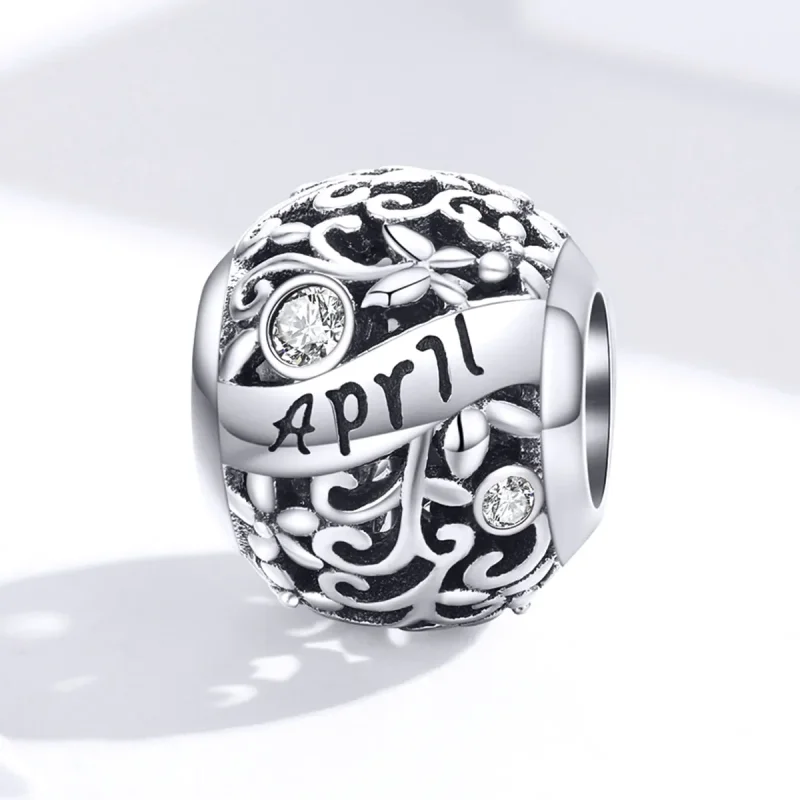 (image for) Pandora Style Silver Charm, April Birthstone - SCC1385-4 - View 4