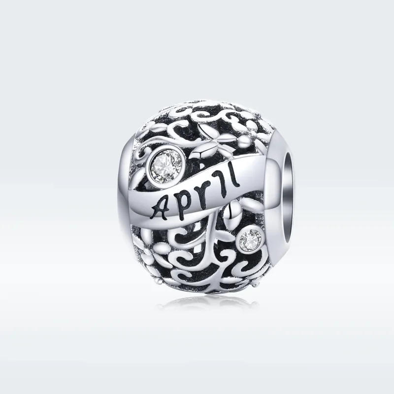 (image for) Pandora Style Silver Charm, April Birthstone - SCC1385-4 - View 5