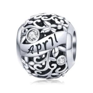 (image for) Pandora Style Silver Charm, April Birthstone - SCC1385-4