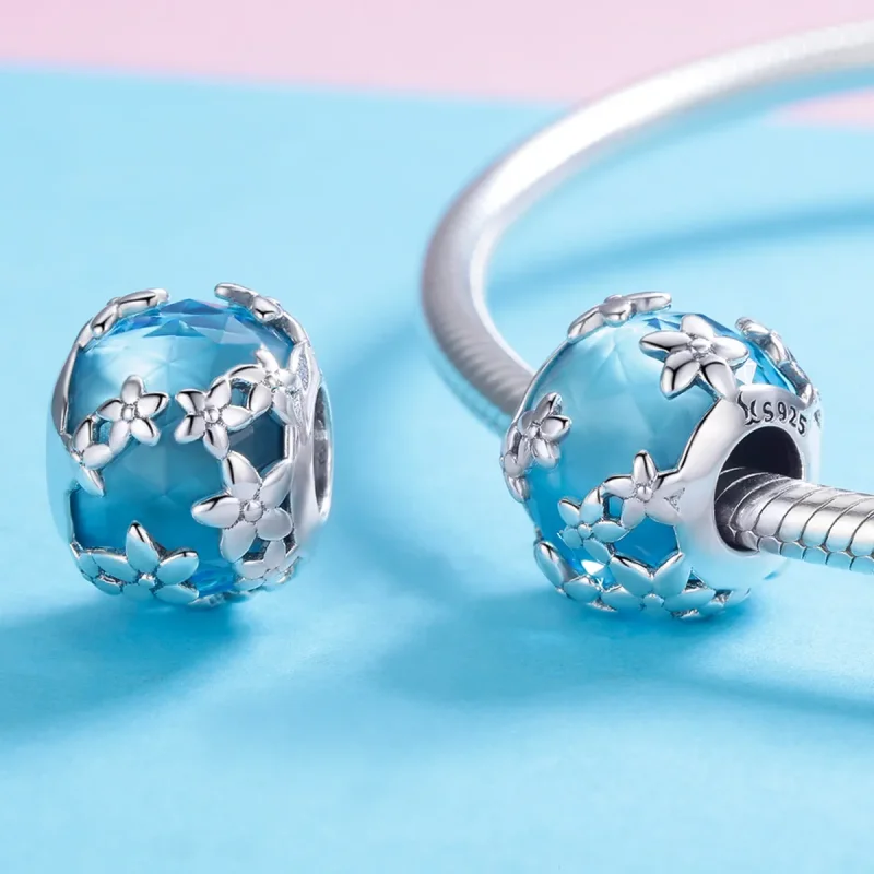 (image for) Pandora Style Silver Charm, Aquamarine Daisy's Confession - SCC878 - View 4