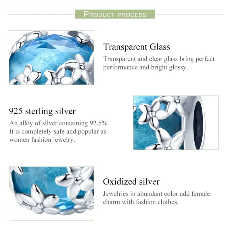 (image for) Pandora Style Silver Charm, Aquamarine Daisy's Confession - SCC878 - View 7