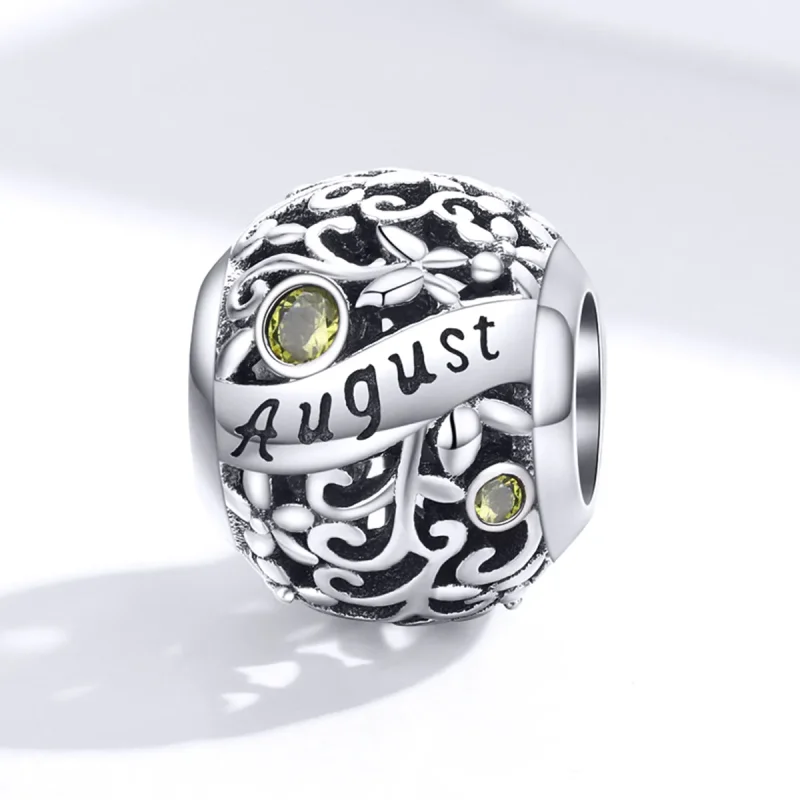 (image for) Pandora Style Silver Charm, August Peridot Birthstone - SCC1385-8 - View 4