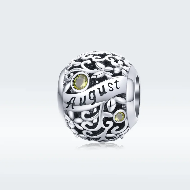 (image for) Pandora Style Silver Charm, August Peridot Birthstone - SCC1385-8 - View 5