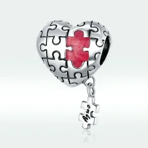 (image for) Pandora Style Silver Charm, Autism, Multicolor Enamel - SCC1635
