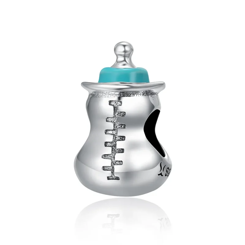 (image for) Pandora Style Silver Charm, Baby Bottle, Cyan Enamel - SCC361 - Product Image