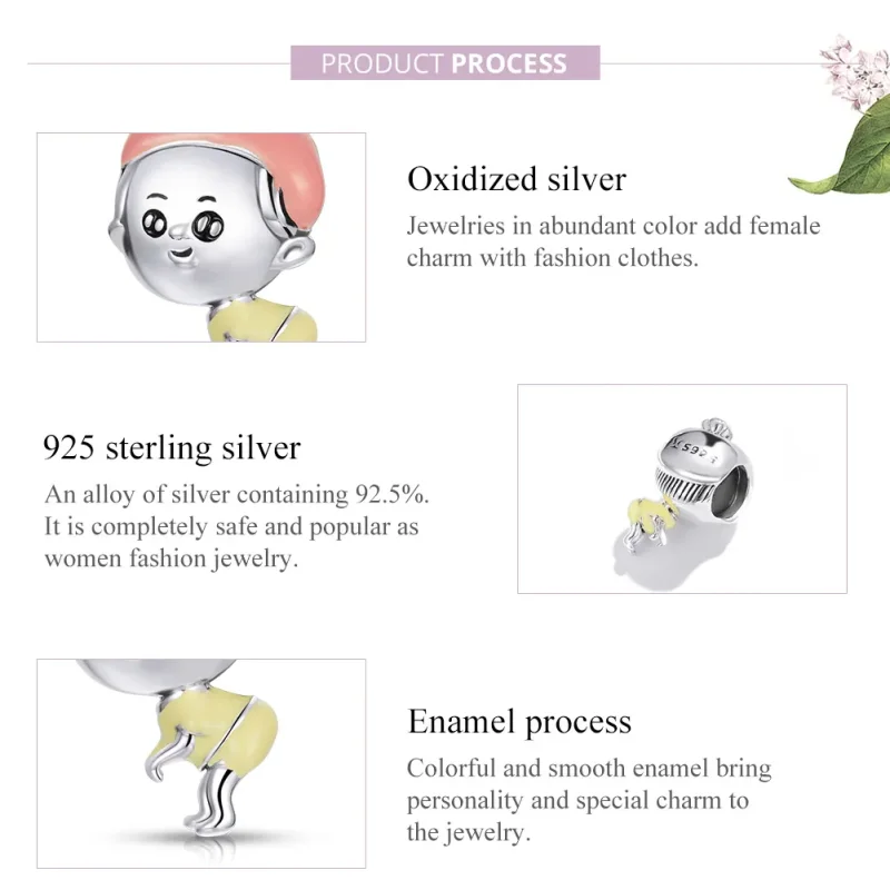 (image for) Pandora Style Silver Charm, Baby Girl, Multicolor Enamel - SCC1845 - View 6