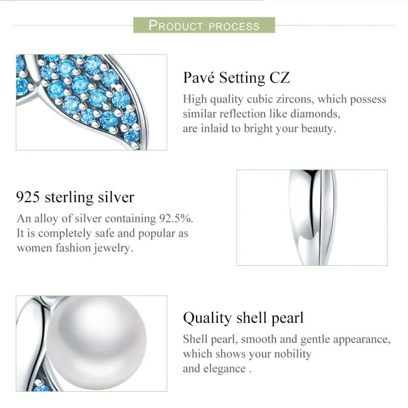 (image for) Pandora Style Silver Charm, Beaded Mermaid Tail - SCC877 - View 6