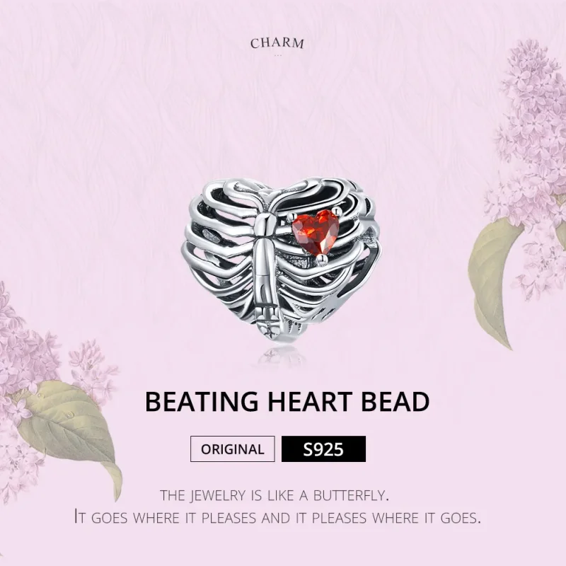 (image for) Pandora Style Silver Charm, Beating Heart - SCC1764 - View 6