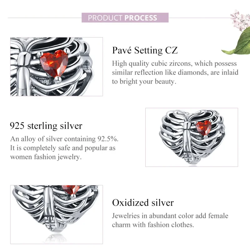 (image for) Pandora Style Silver Charm, Beating Heart - SCC1764 - View 8