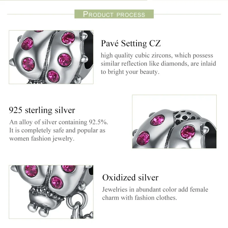(image for) Pandora Style Silver Charm, Beatles' Story, Magenta Pink Enamel - SCC364 - View 6