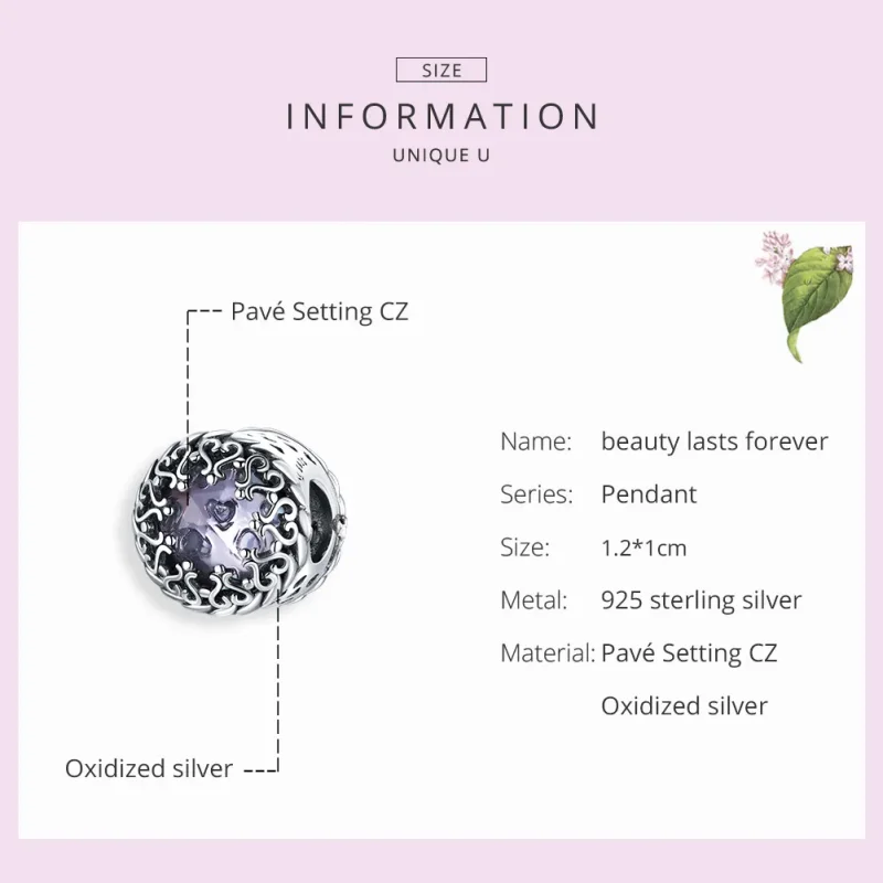 (image for) Pandora Style Silver Charm, Beauty Lasts Forever - SCC1791 - View 7