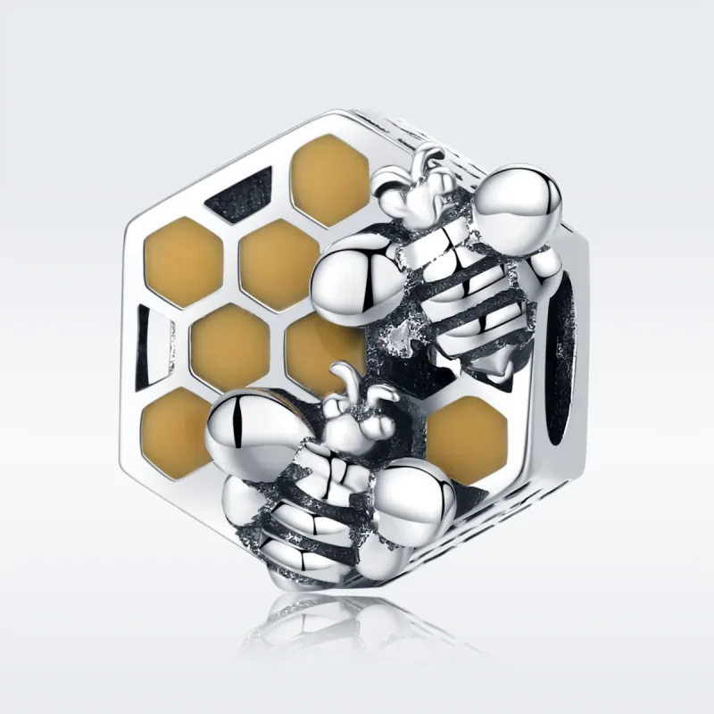 (image for) Pandora Style Silver Charm, Beehive, Orange Enamel - SCC500 - View 2