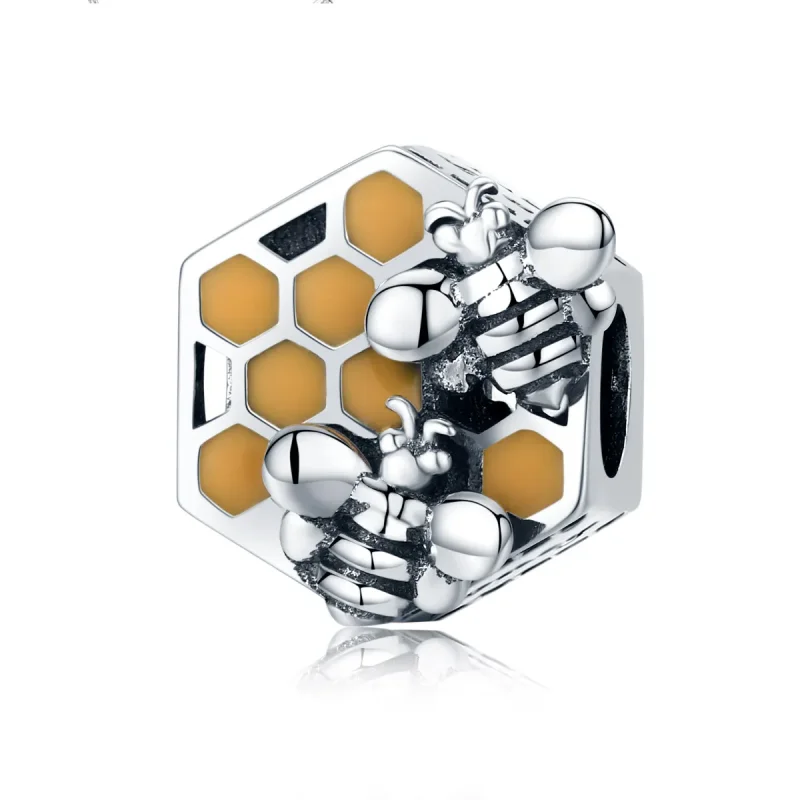 (image for) Pandora Style Silver Charm, Beehive, Orange Enamel - SCC500 - Product Image