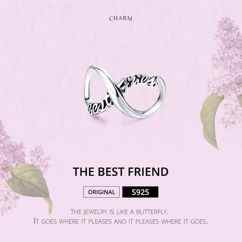 (image for) Pandora Style Silver Charm, Best Friends Forever - SCC1344 - View 6