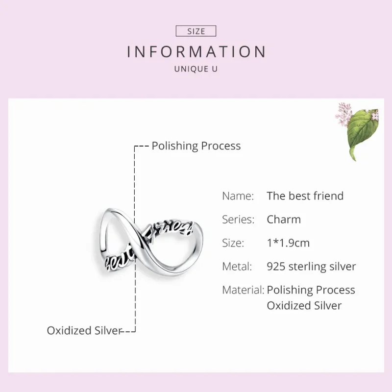 (image for) Pandora Style Silver Charm, Best Friends Forever - SCC1344 - View 7