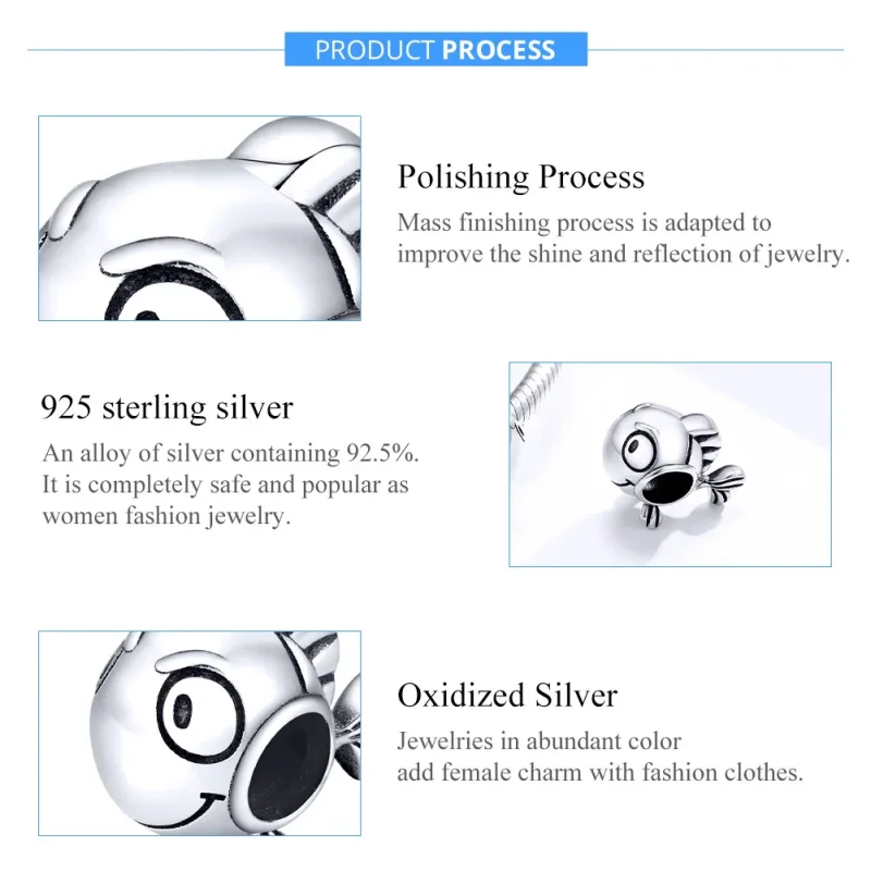 (image for) Pandora Style Silver Charm, Big Eyes Fish - SCC1477 - View 7