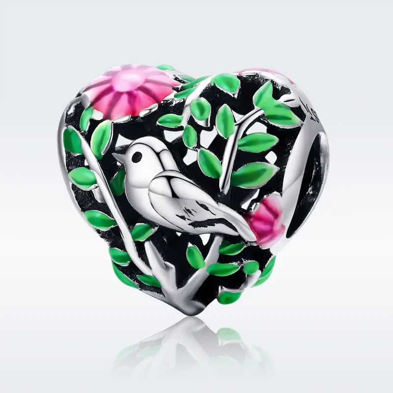 (image for) Pandora Style Silver Charm, Birds In The Forest, Multicolor Enamel - SCC647 - View 2