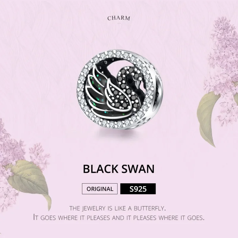 (image for) Pandora Style Silver Charm, Black Swan - SCC1342 - View 6