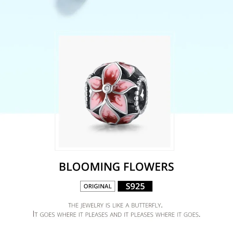 (image for) Pandora Style Silver Charm, Blooming Flower, Multicolor Enamel - SCC1707 - View 6