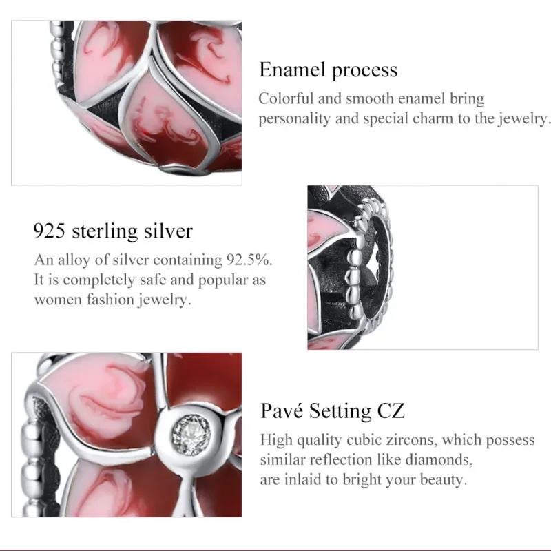 (image for) Pandora Style Silver Charm, Blooming Flower, Multicolor Enamel - SCC1707 - View 7