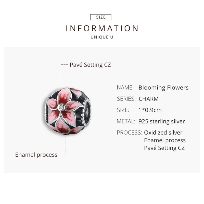 (image for) Pandora Style Silver Charm, Blooming Flower, Multicolor Enamel - SCC1707 - View 8