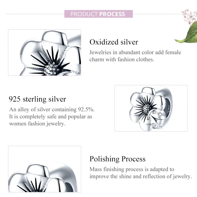 (image for) Pandora Style Silver Charm, Blooming Flower - SCC1722 - View 7