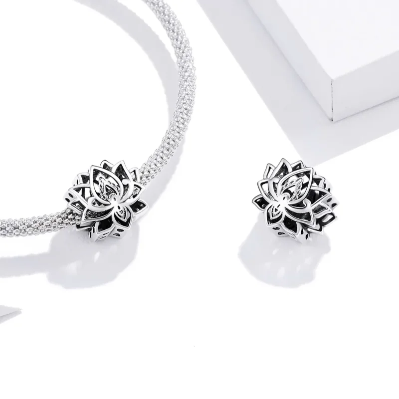 (image for) Pandora Style Silver Charm, Blooming Lotus - SCC1724 - View 4