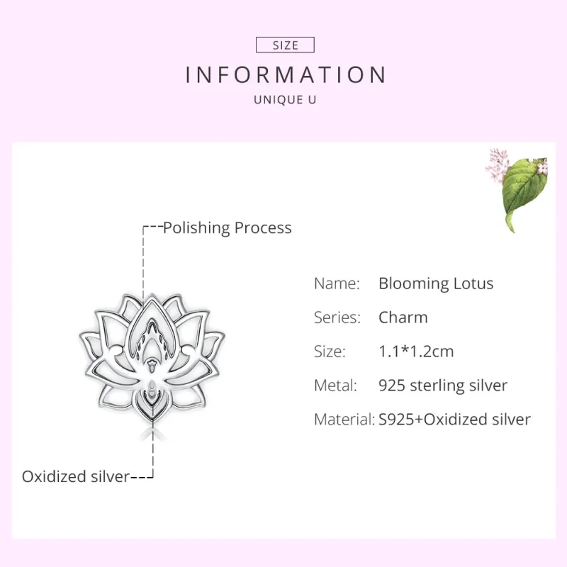 (image for) Pandora Style Silver Charm, Blooming Lotus - SCC1724 - View 6