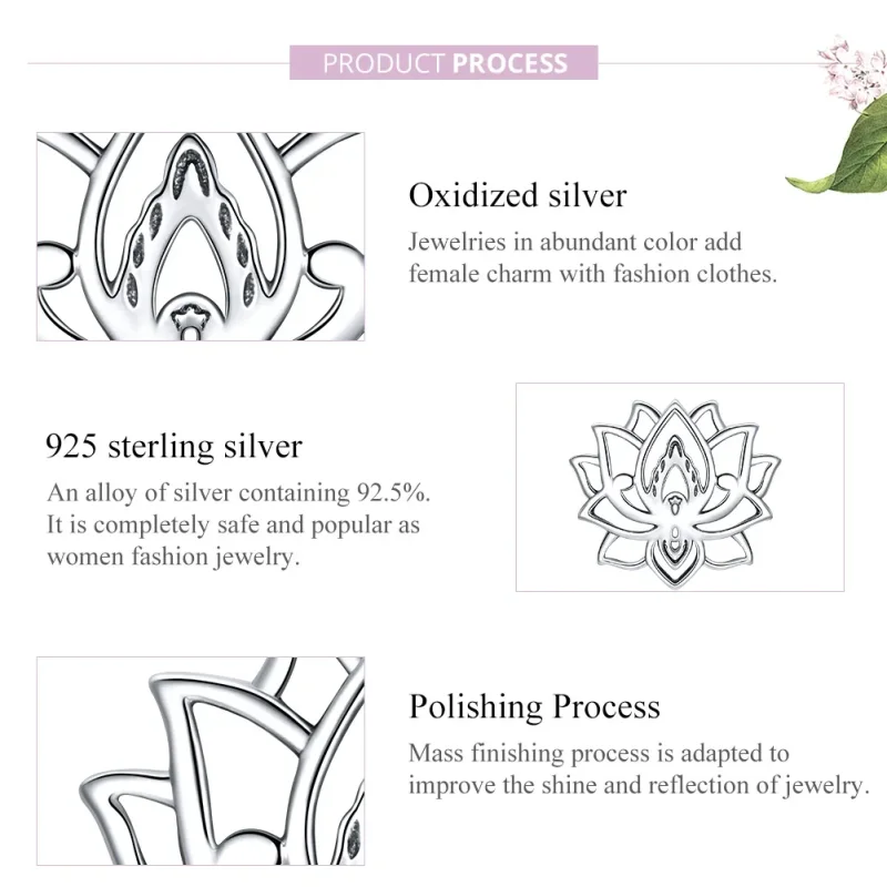 (image for) Pandora Style Silver Charm, Blooming Lotus - SCC1724 - View 7