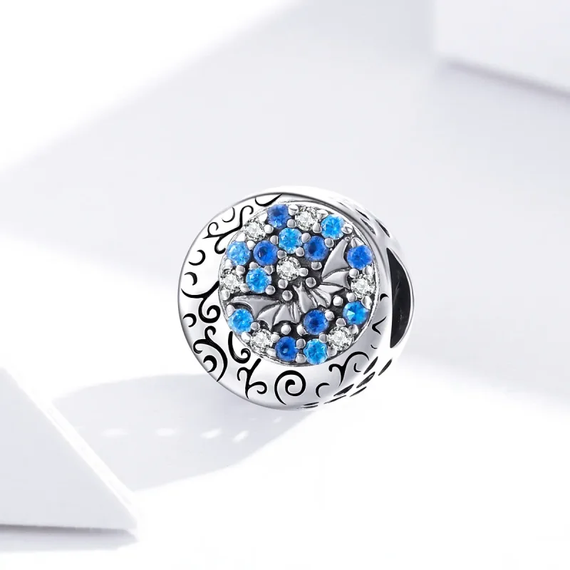 (image for) Pandora Style Silver Charm, Blue Stone Mysterious Bat - SCC1554 - View 3