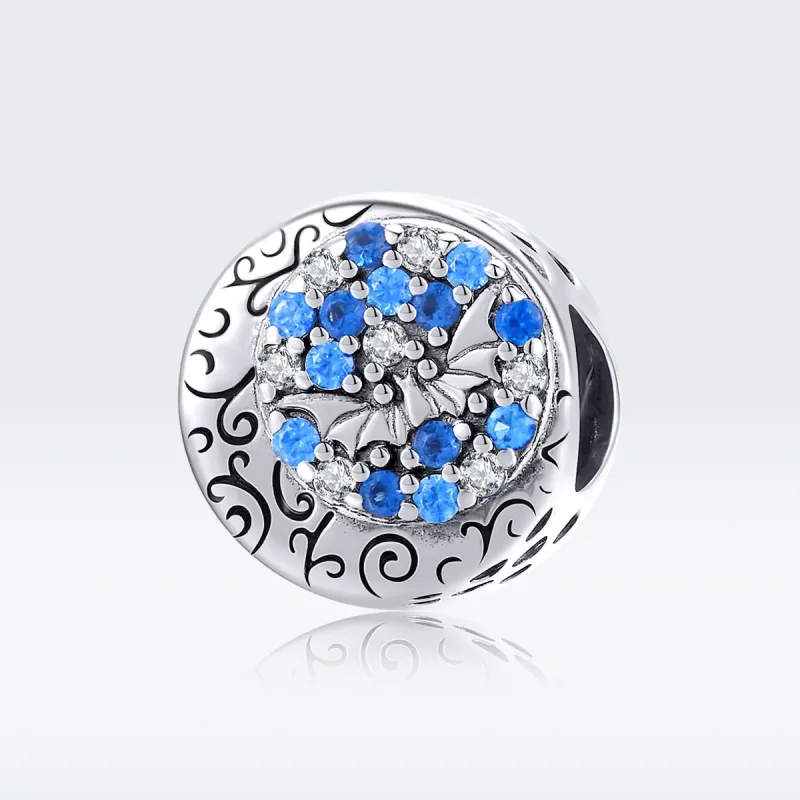 (image for) Pandora Style Silver Charm, Blue Stone Mysterious Bat - SCC1554 - View 5