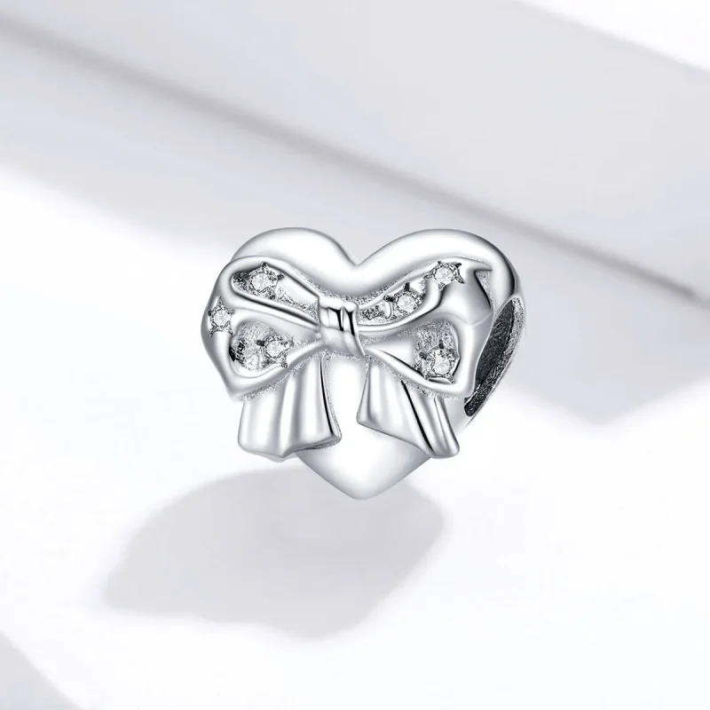 (image for) Pandora Style Silver Charm, Bow & Love Heart - BSC381 - View 2