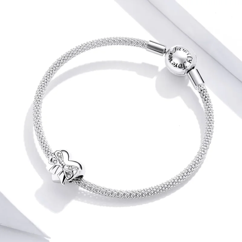 (image for) Pandora Style Silver Charm, Bow & Love Heart - BSC381 - View 3