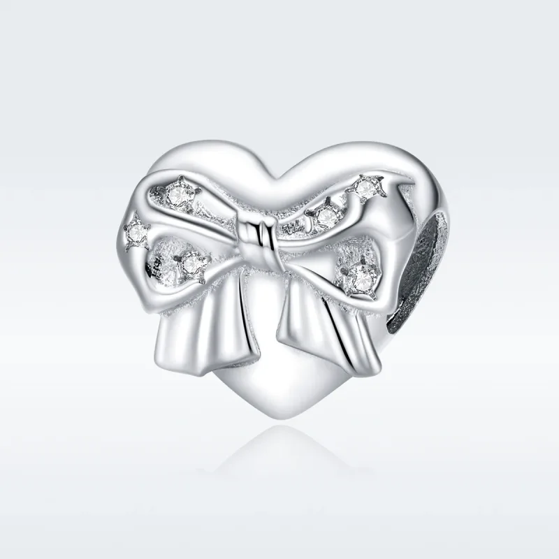 (image for) Pandora Style Silver Charm, Bow & Love Heart - BSC381 - View 5