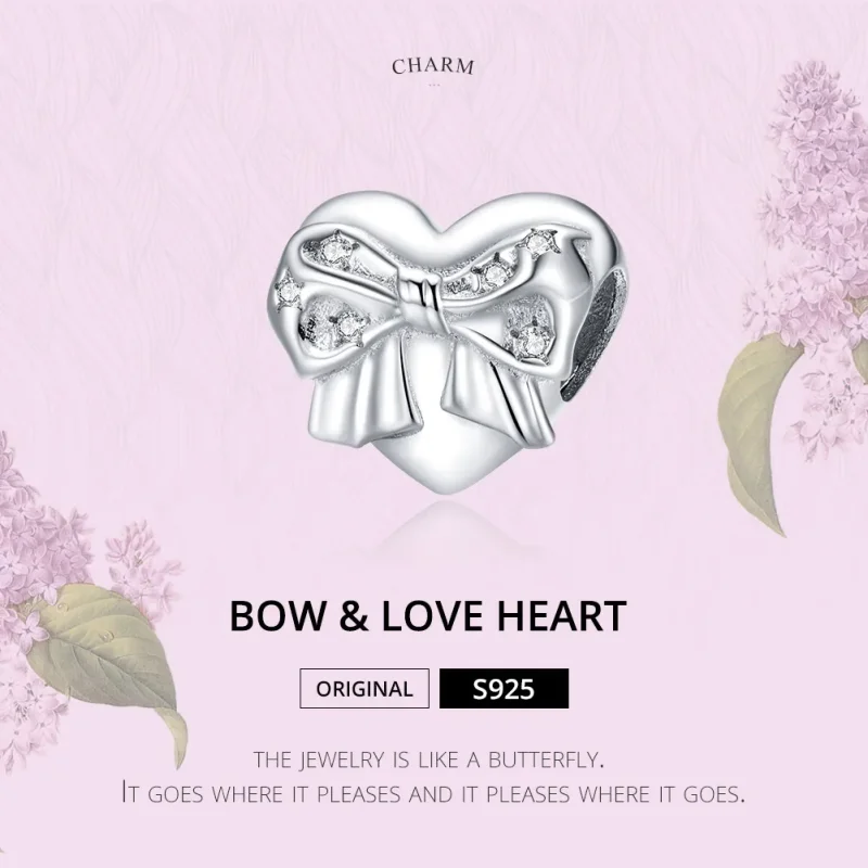 (image for) Pandora Style Silver Charm, Bow & Love Heart - BSC381 - View 6