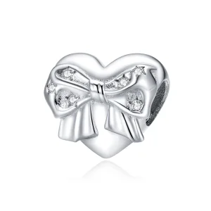 (image for) Pandora Style Silver Charm, Bow & Love Heart - BSC381